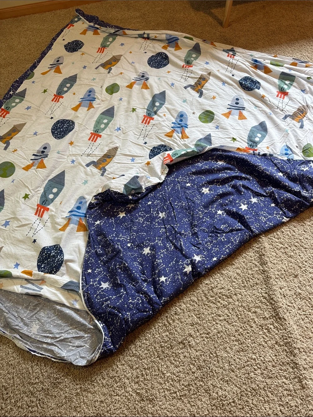 The Company Store Kids Space-Themed Reversible Full/Queen Duvet Cover with Shams